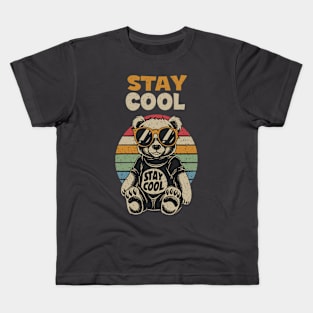 Stay Cool Teddy Bear Wearing Sunglasses Retro Design Kids T-Shirt